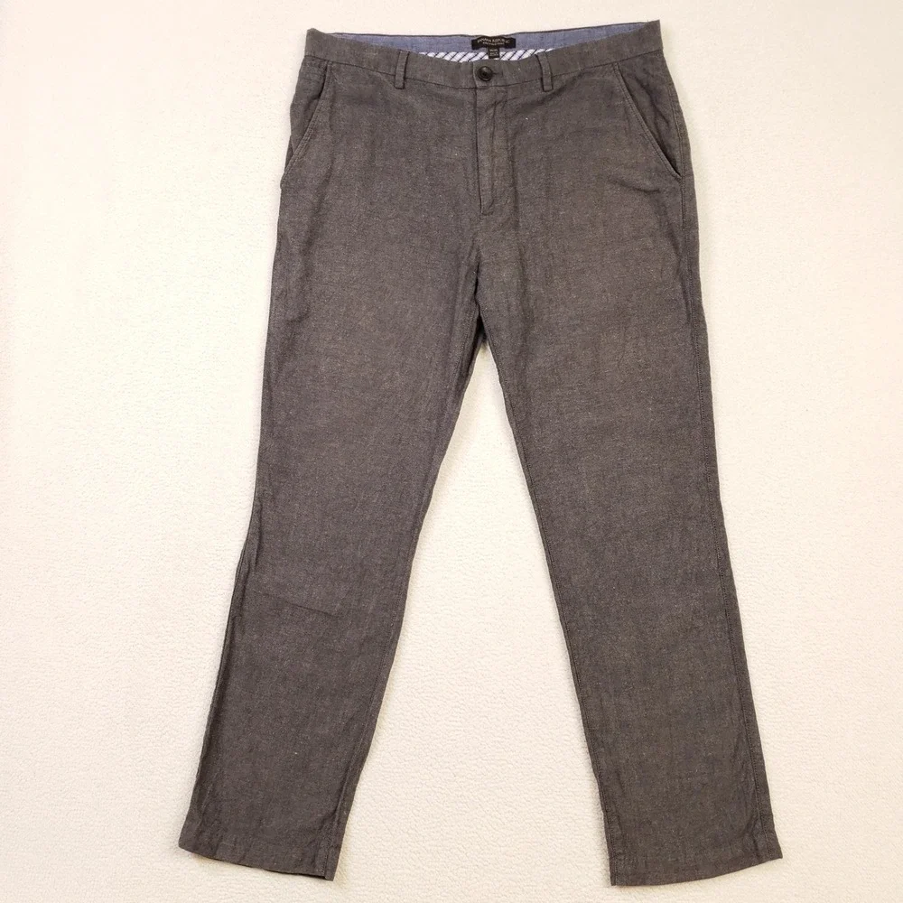 Banana Republic Kentfield Pant Mens 34x30 Gray Linen Cotton Blend Lightweight